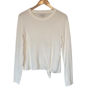 Madewell Texture & Thread Jacquard Knot-Front Ivory Top M